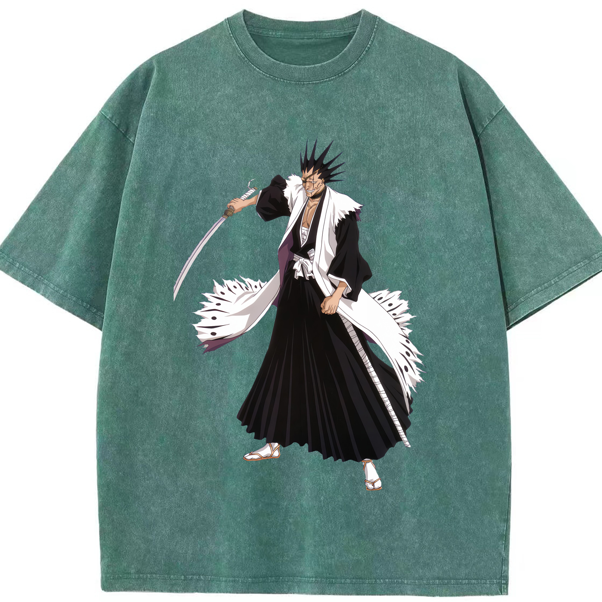 （画像用） ブリーチ ざらき けんぱち BLEACH Zaraki Kenpachi 綿100% ヴィンテージ風 半袖Tシャツ（フロントプリント）